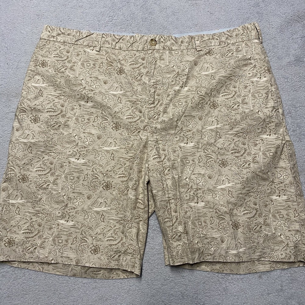 Peter Millar Shorts Mens 38 Tan‎ Pepe Poplin Performance Beach Print Golf